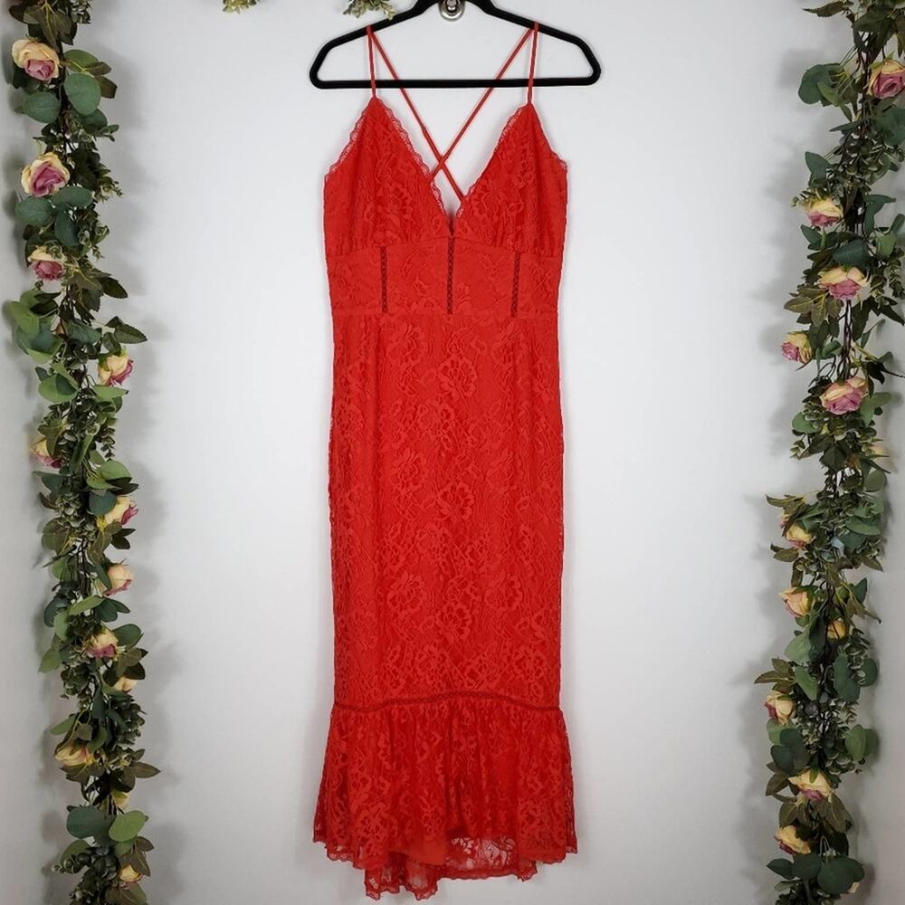Lovers and Friends Revolve Evening Bloom Red Dress Size Large NWT